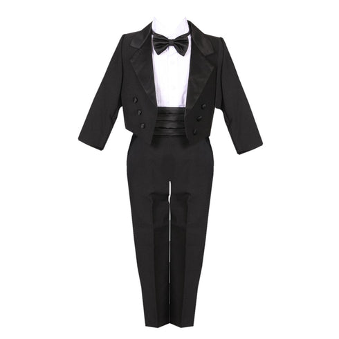Little Boys Black 5 Piece Vest Jacket Pants Special Occasion Tuxedo Suit 2-7 - SophiasStyle.com